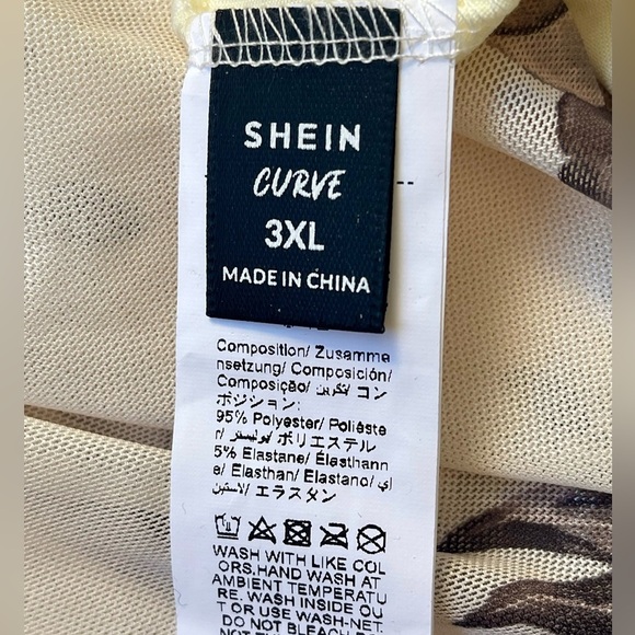 SHEIN Curve Tie Dye Plant Printed Off-Shoulder Ruffle Hip Hugging Dress Size 3X - Picture 10 of 12